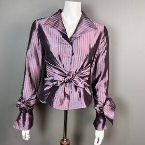 Patrizia Luca top Blouse Small Purple button up office siren Tailored corporate